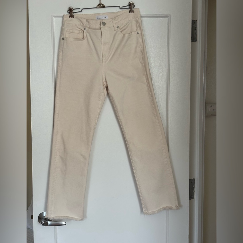 Loft Cream crop Straight-Leg Jeans